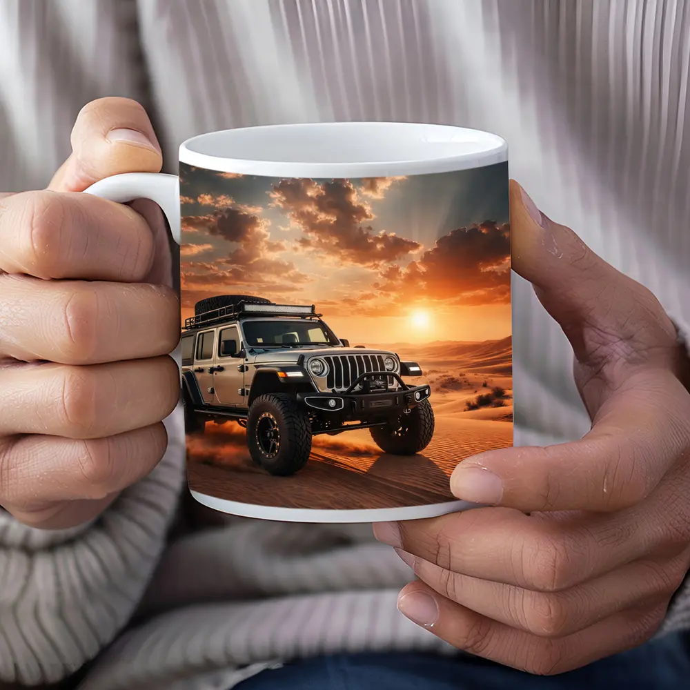 Jeep Wrangler Tearing Through Desert Dunes – Mugs