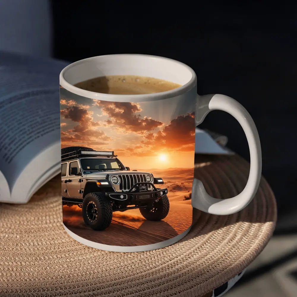 Jeep Wrangler Tearing Through Desert Dunes – Mugs