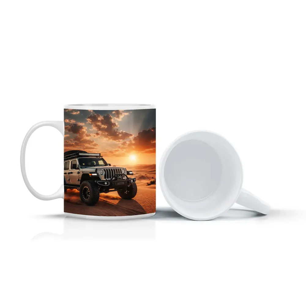 Jeep Wrangler Tearing Through Desert Dunes – Mugs