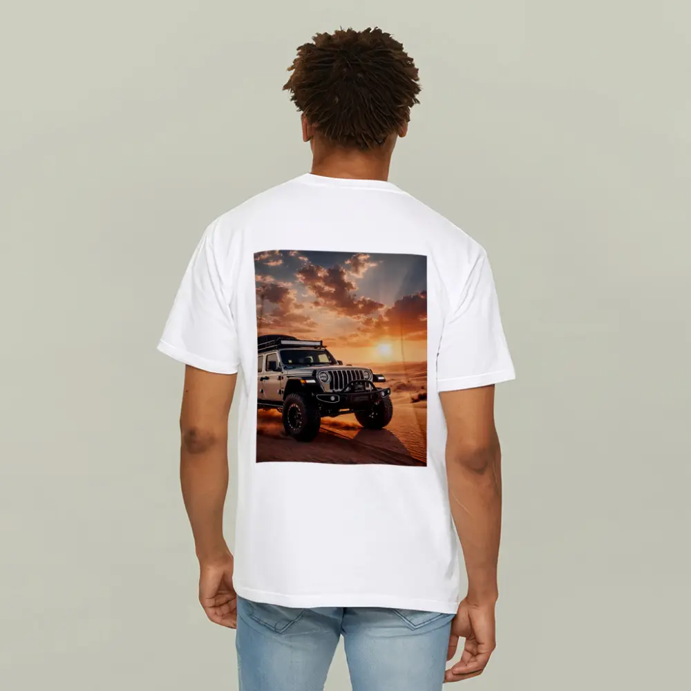 Jeep Wrangler Tearing Through Desert Dunes – T-Shirts