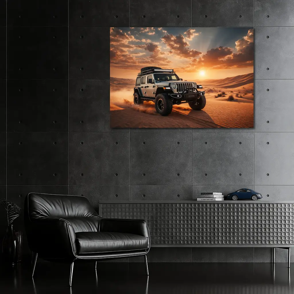 Jeep Wrangler Tearing Through Desert Dunes – Wall Art