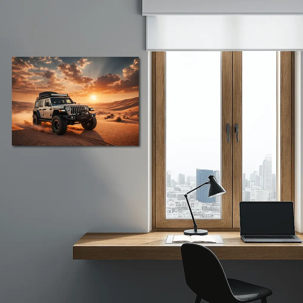 Jeep Wrangler Tearing Through Desert Dunes – Wall Art