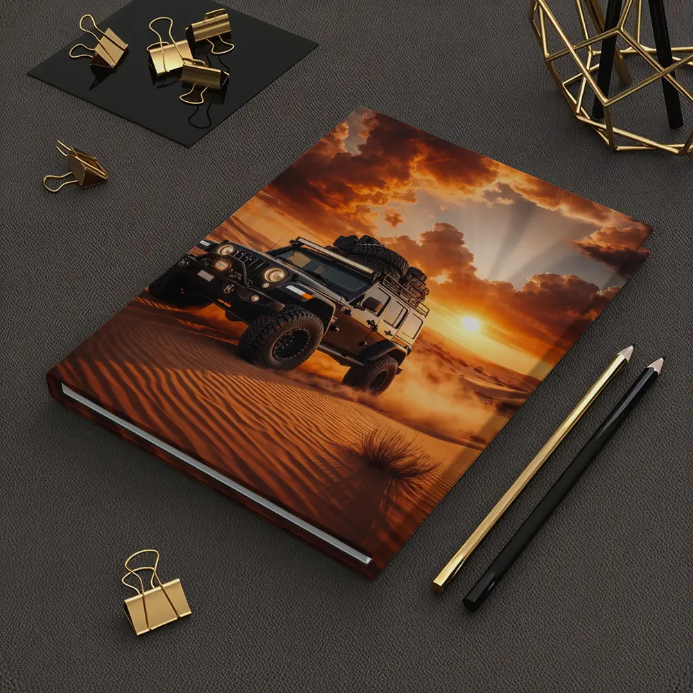 Jeep Wrangler Tearing Through Desert Sunset – Notebooks