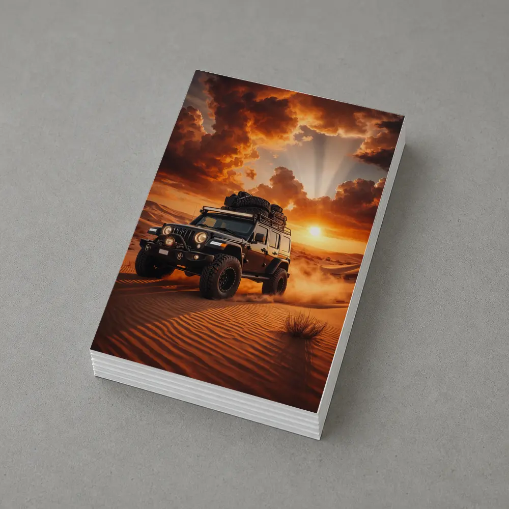 Jeep Wrangler Tearing Through Desert Sunset – Postcards