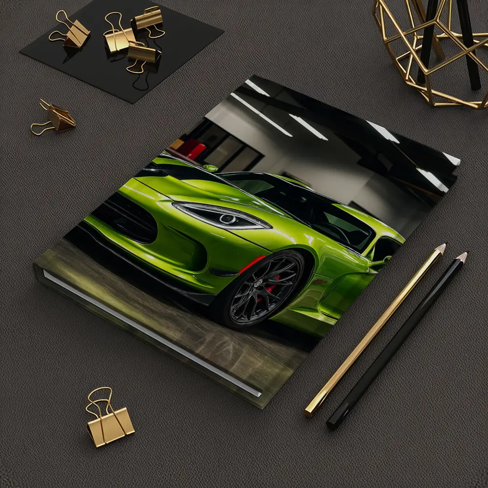 Green Dodge Viper Parked Inside Garage – Notebooks