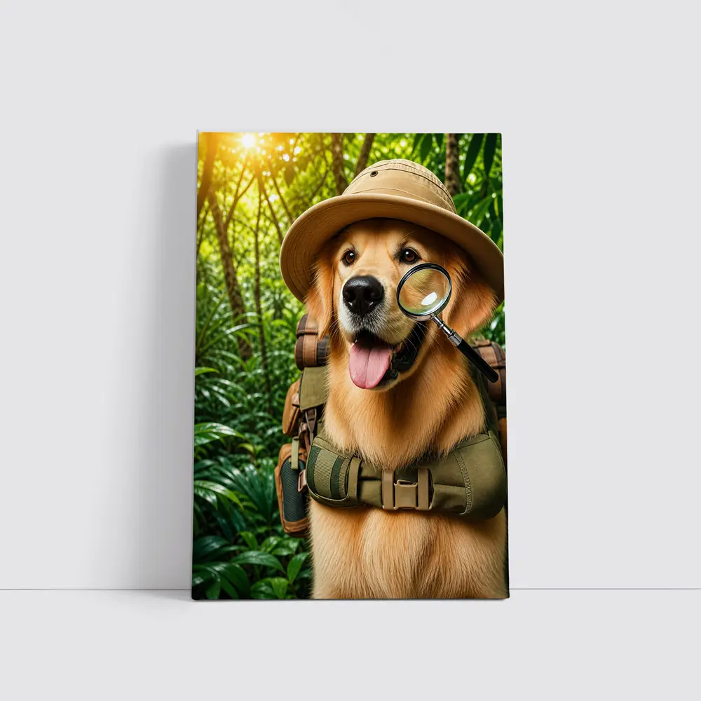Golden Retriever Explorer Dog Jungle Adventure – Wall Art