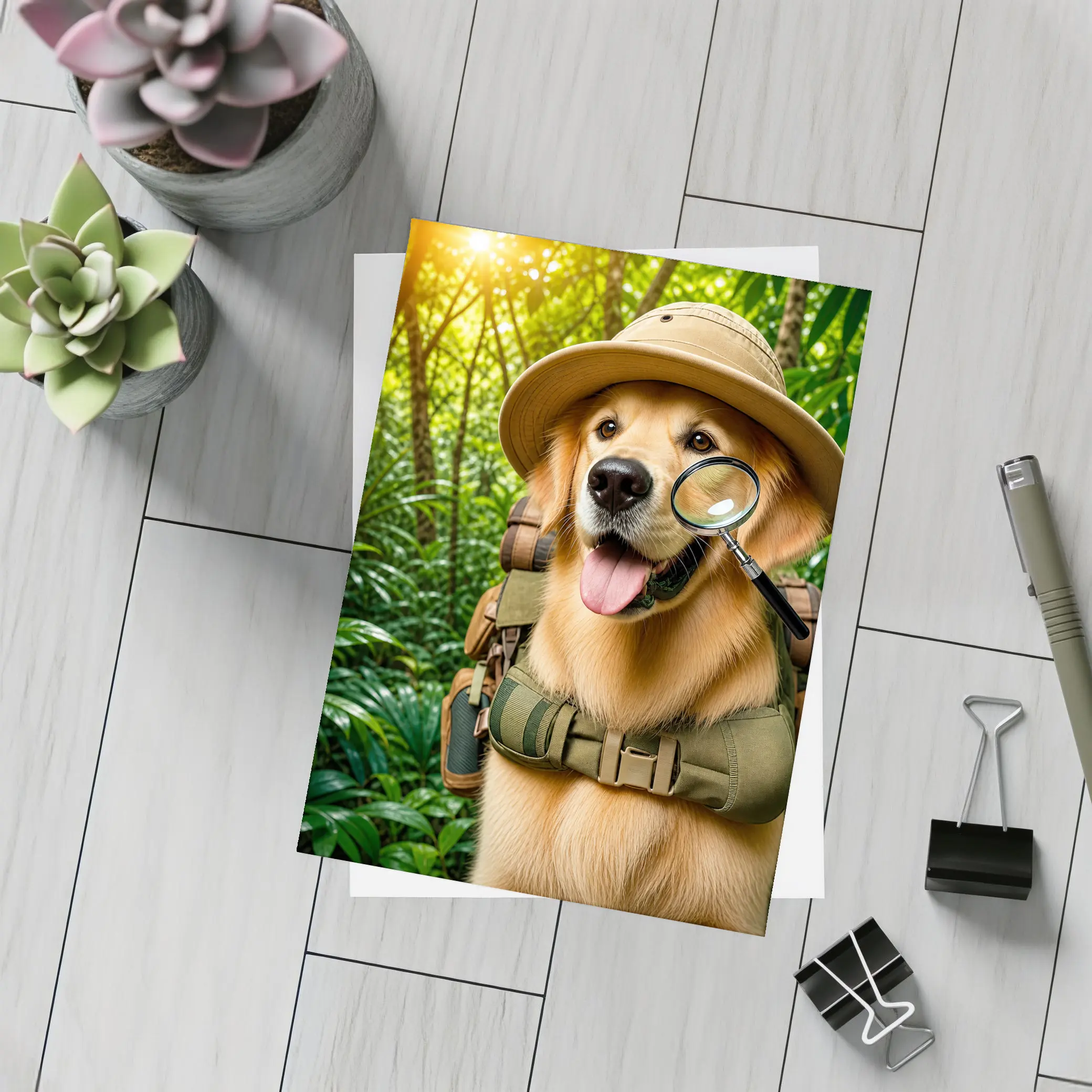 Golden Retriever Explorer Dog Jungle Adventure – Postcards