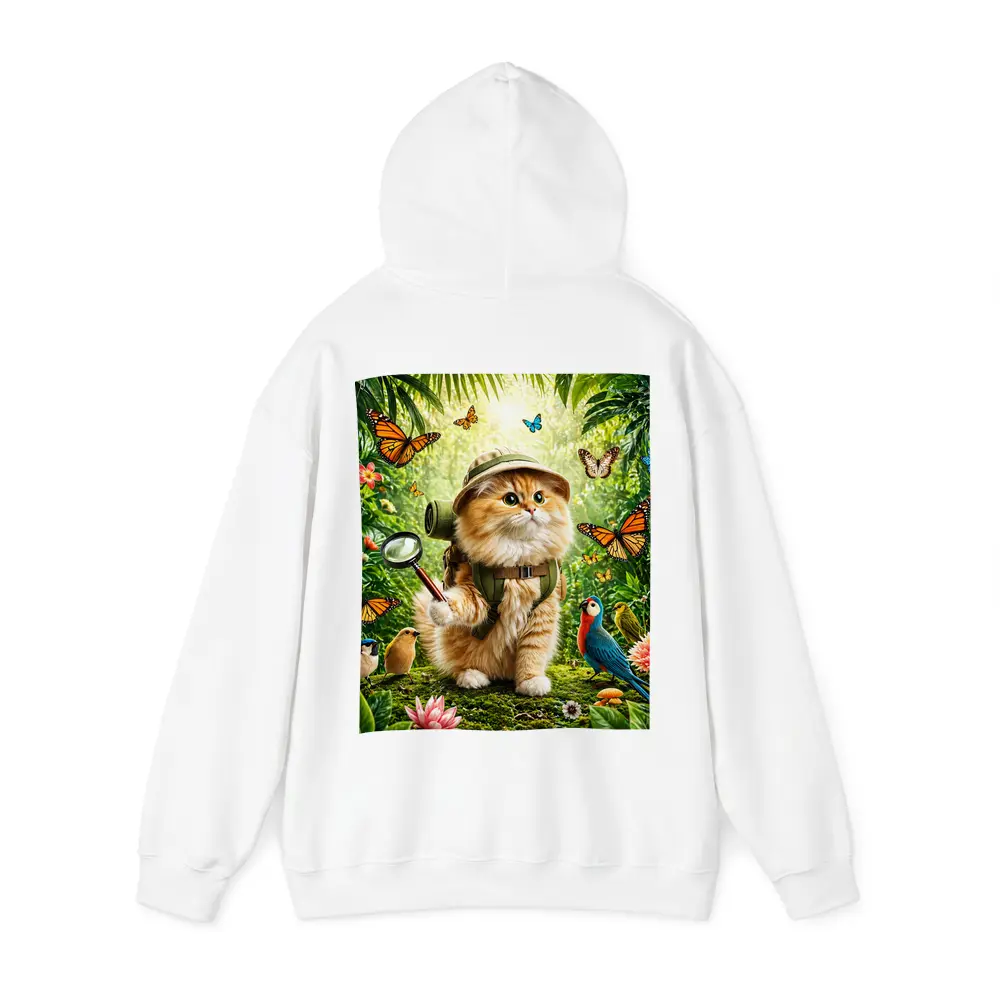 Explorer Cat in Jungle with Butterflies – Hoodies