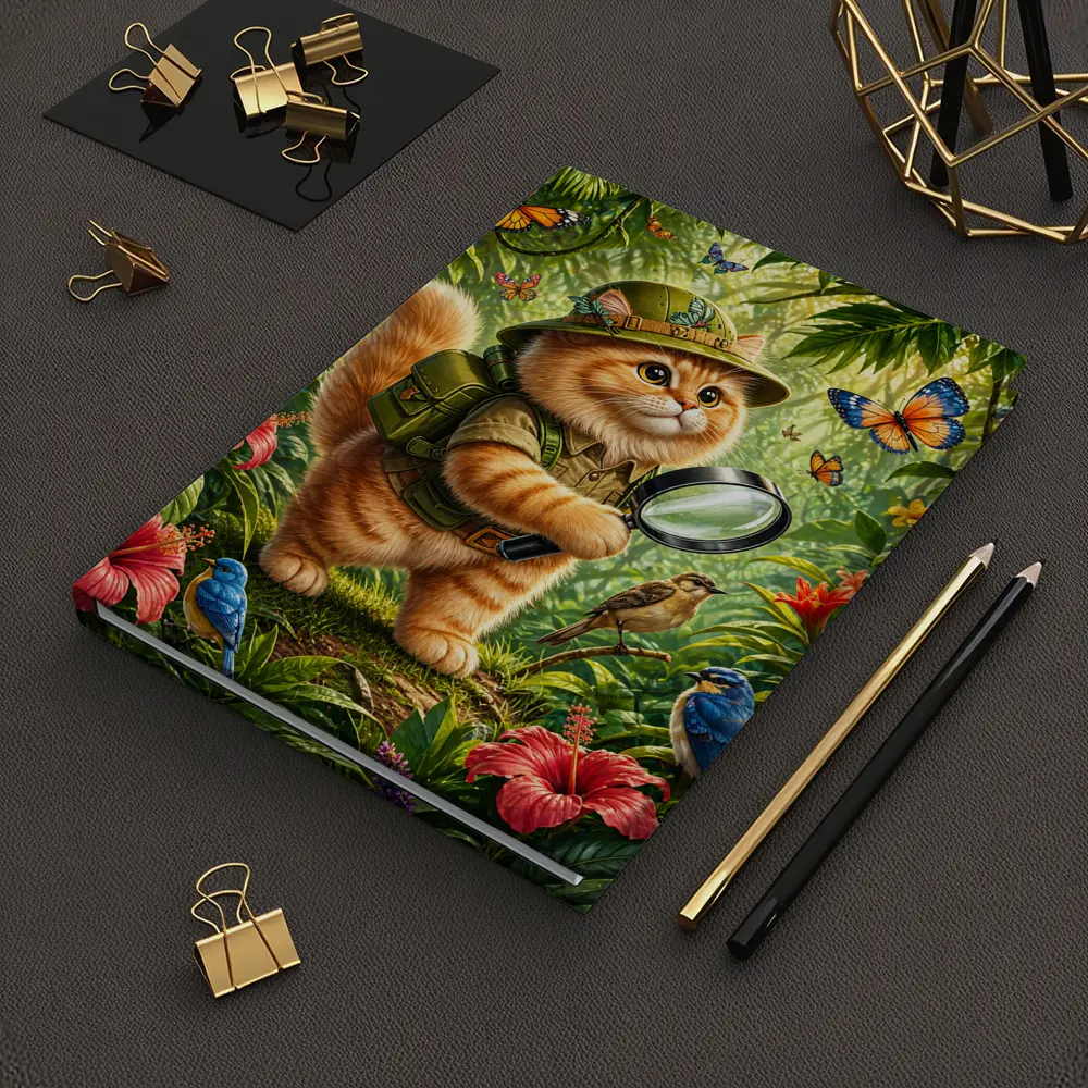 Persian Cat Explorer in Tropical Jungle – Notebooks