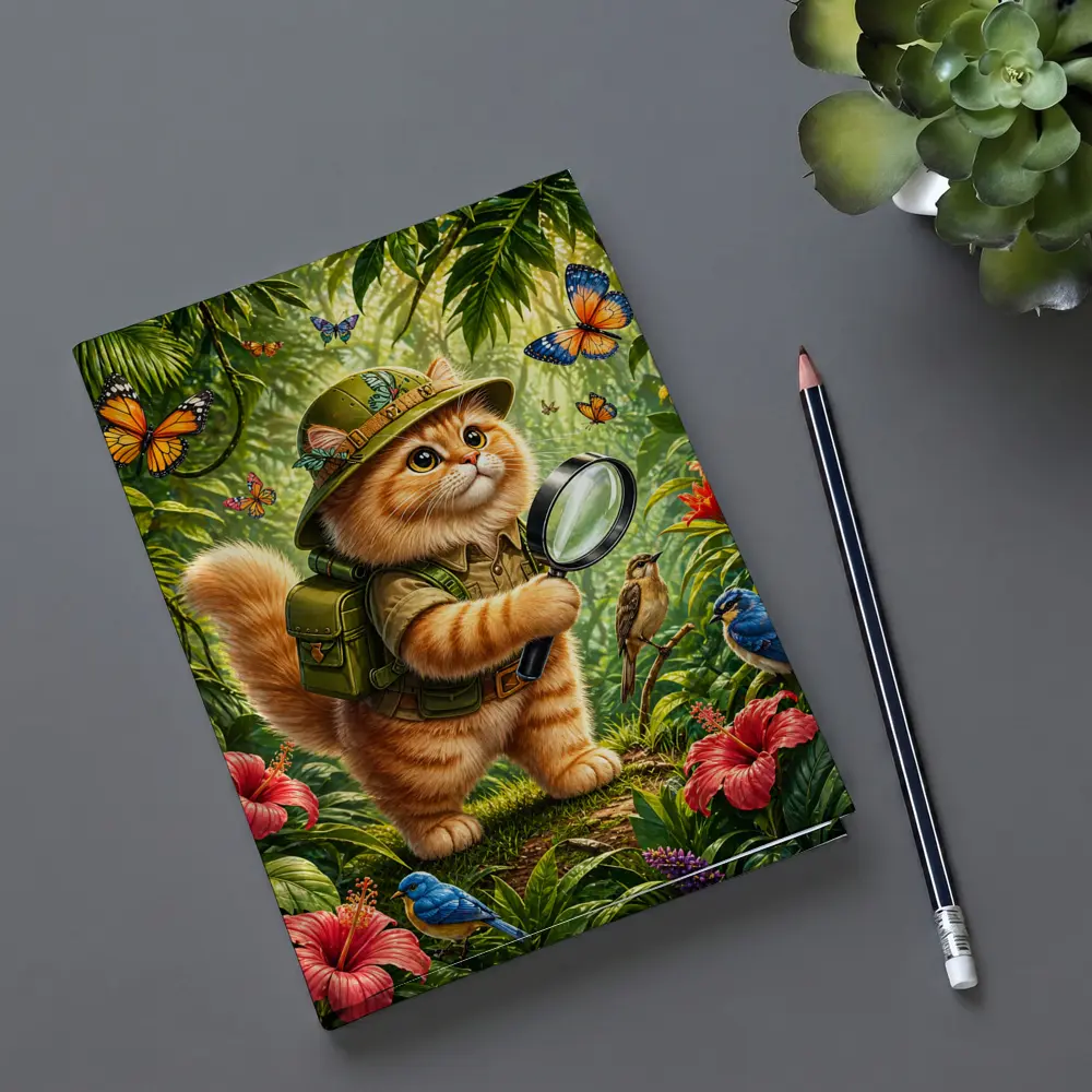 Persian Cat Explorer in Tropical Jungle – Notebooks