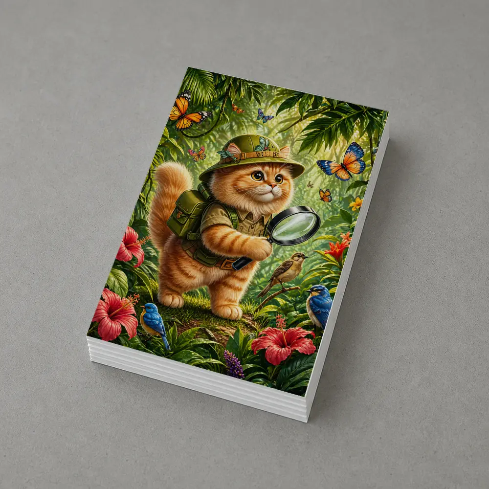 Persian Cat Explorer in Tropical Jungle – Postcards