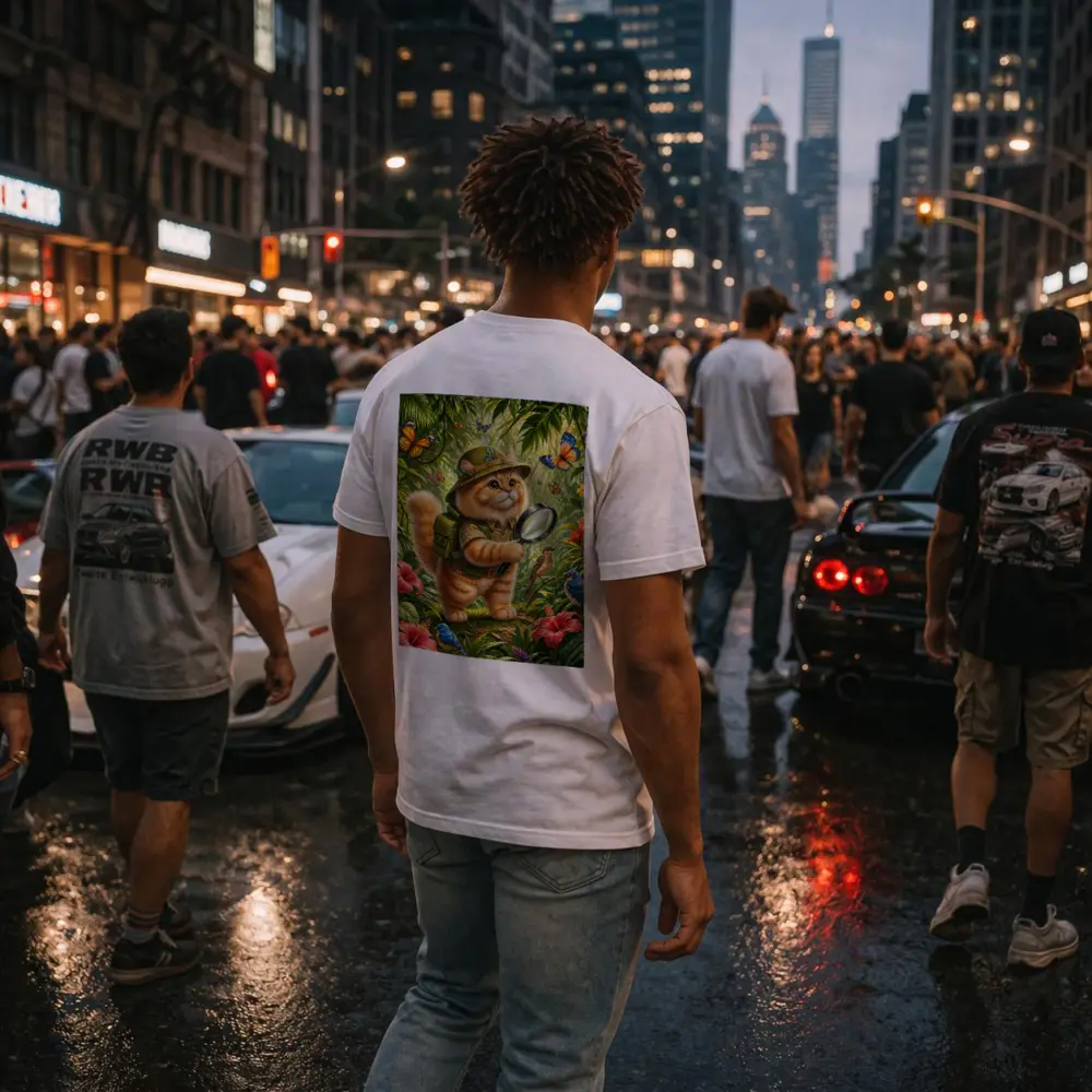 Persian Cat Explorer in Tropical Jungle – T-Shirts