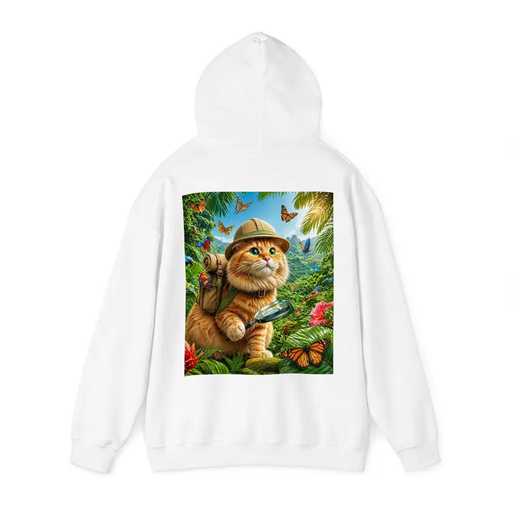 Orange Cat Explorer In Tropical Jungle – Hoodies