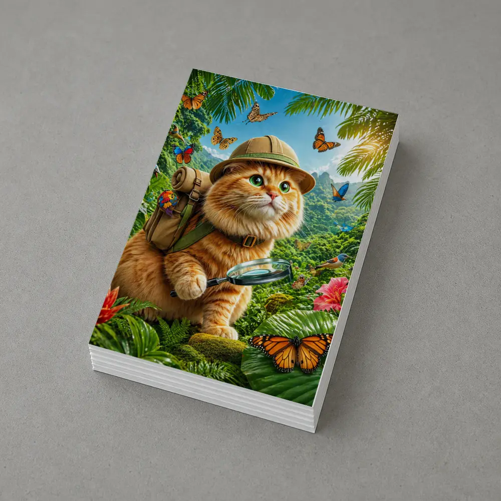 Orange Cat Explorer In Tropical Jungle – Postcards