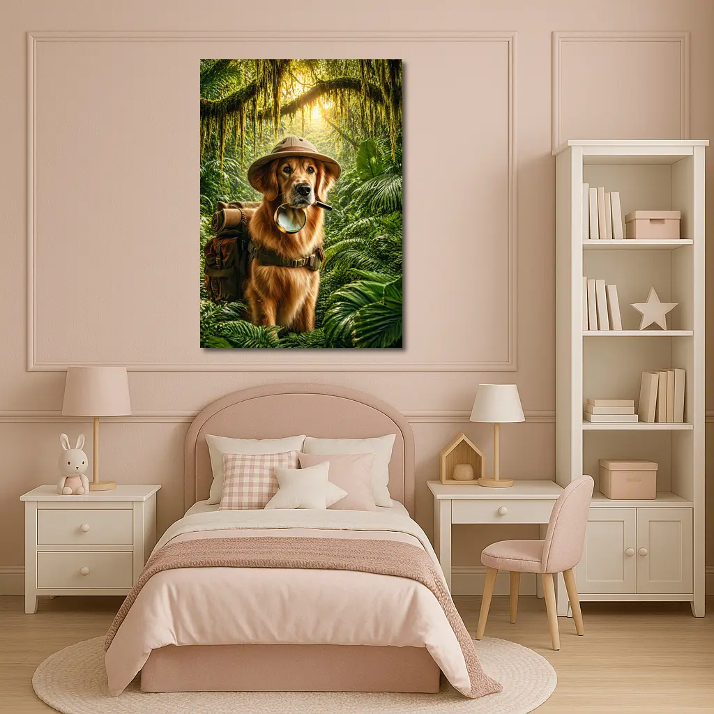 Golden Retriever Explorer Dog Jungle Adventure – Wall Art