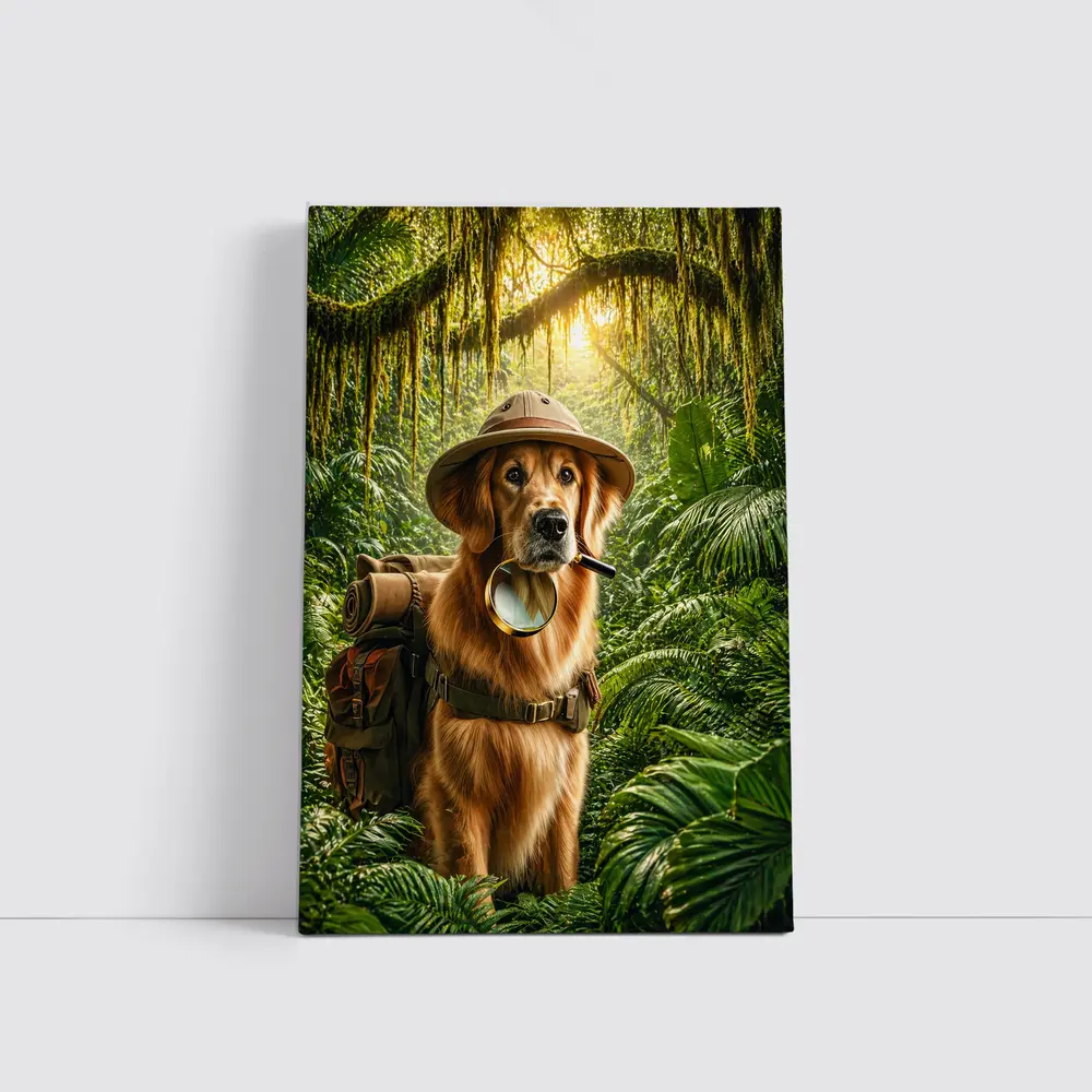 Golden Retriever Explorer Dog Jungle Adventure – Wall Art