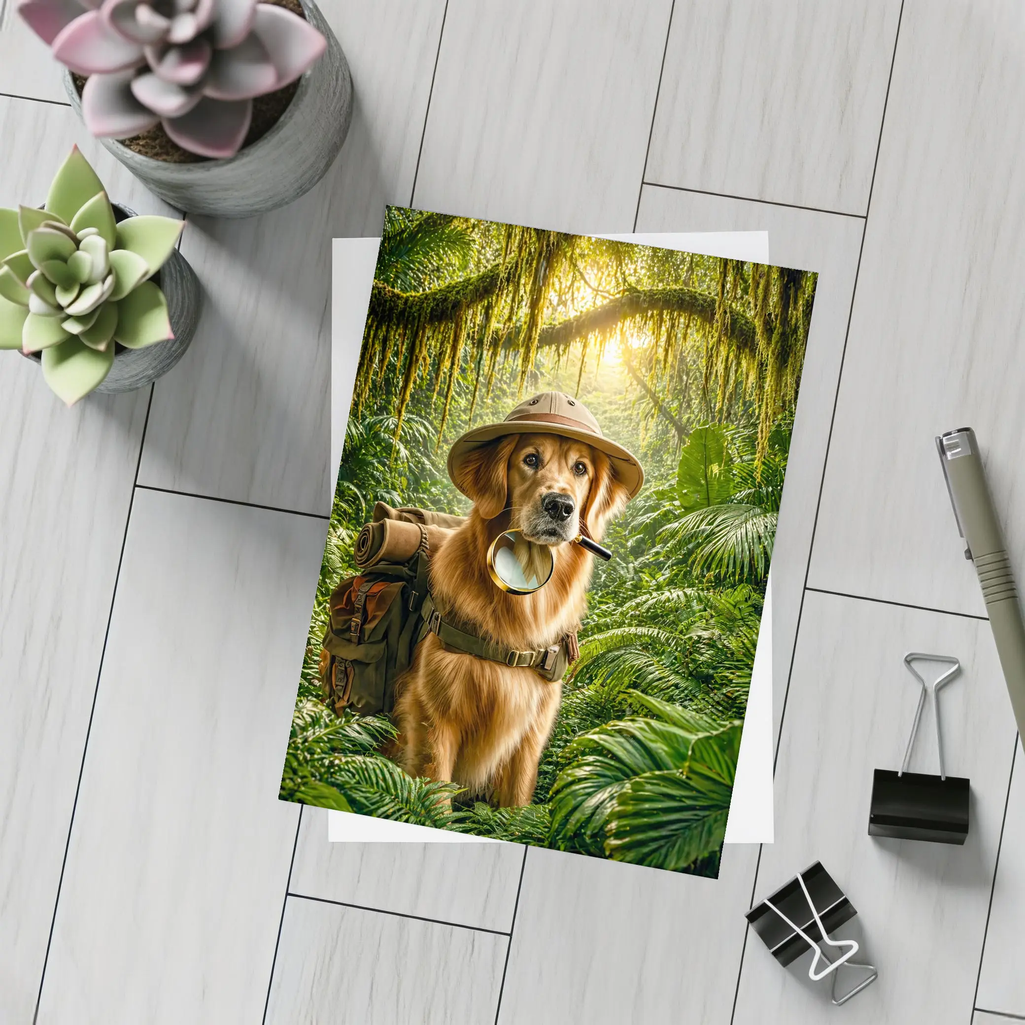 Golden Retriever Explorer Dog Jungle Adventure – Postcards