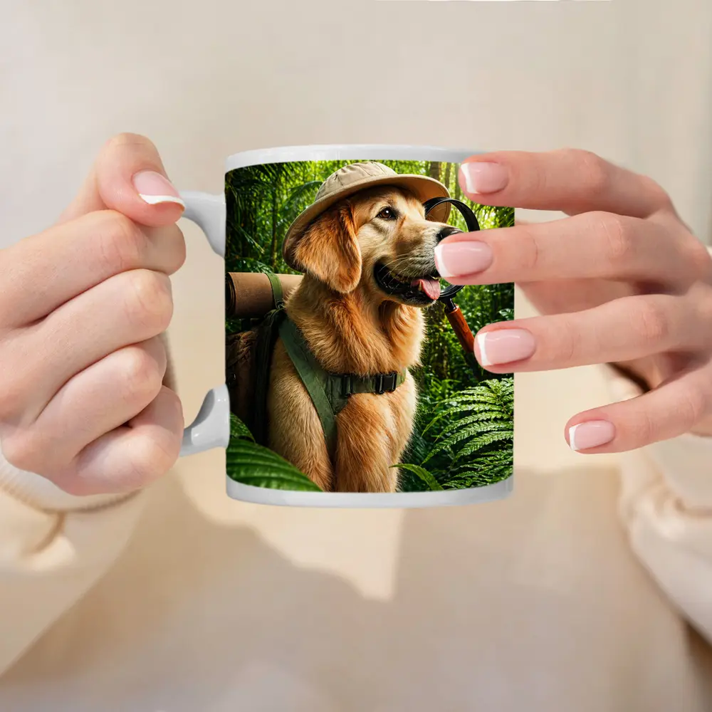 Golden Retriever Explorer in Jungle Adventure – Mugs
