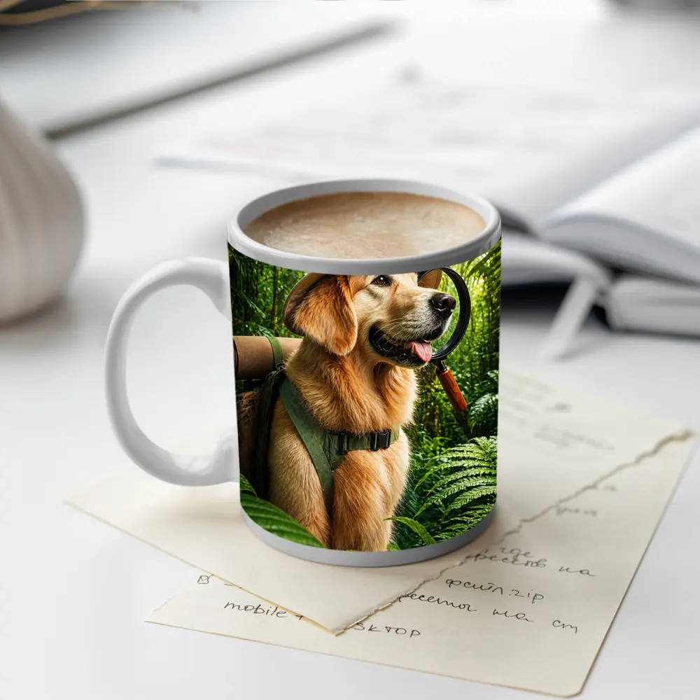 Golden Retriever Explorer in Jungle Adventure – Mugs