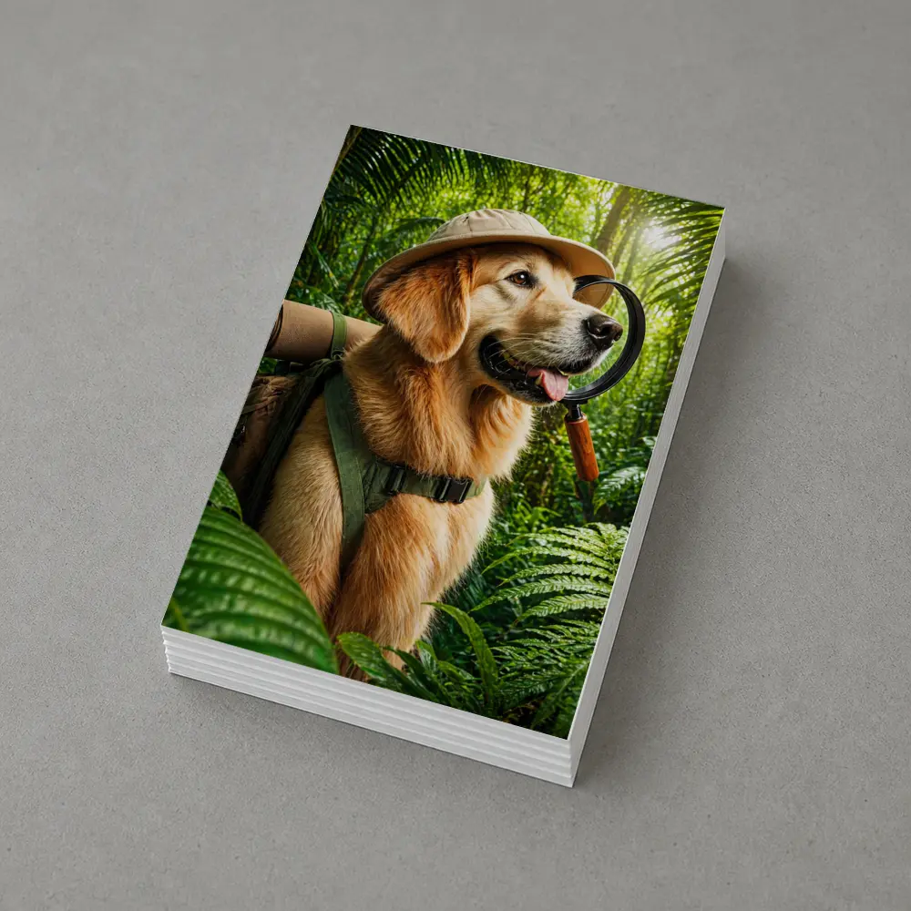 Golden Retriever Explorer in Jungle Adventure – Postcards