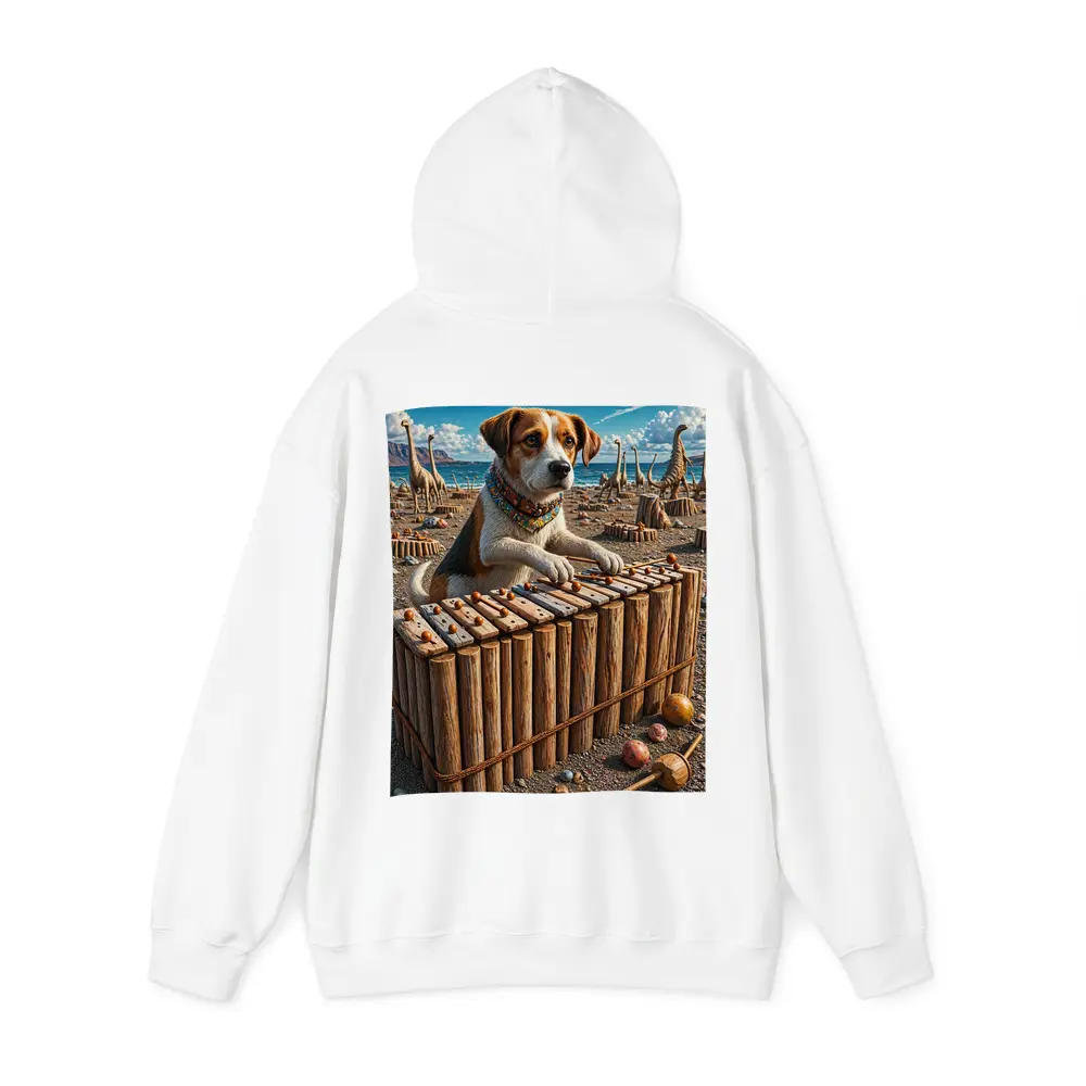 Beagle Dog Playing Xylophone Dinosaur Beach – Hoodies