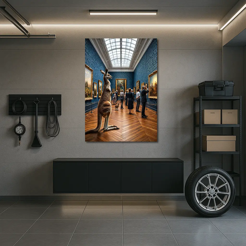 Kangaroo Standing Inside Classic Art Museum – Wall Art