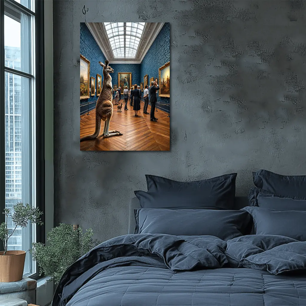 Kangaroo Standing Inside Classic Art Museum – Wall Art