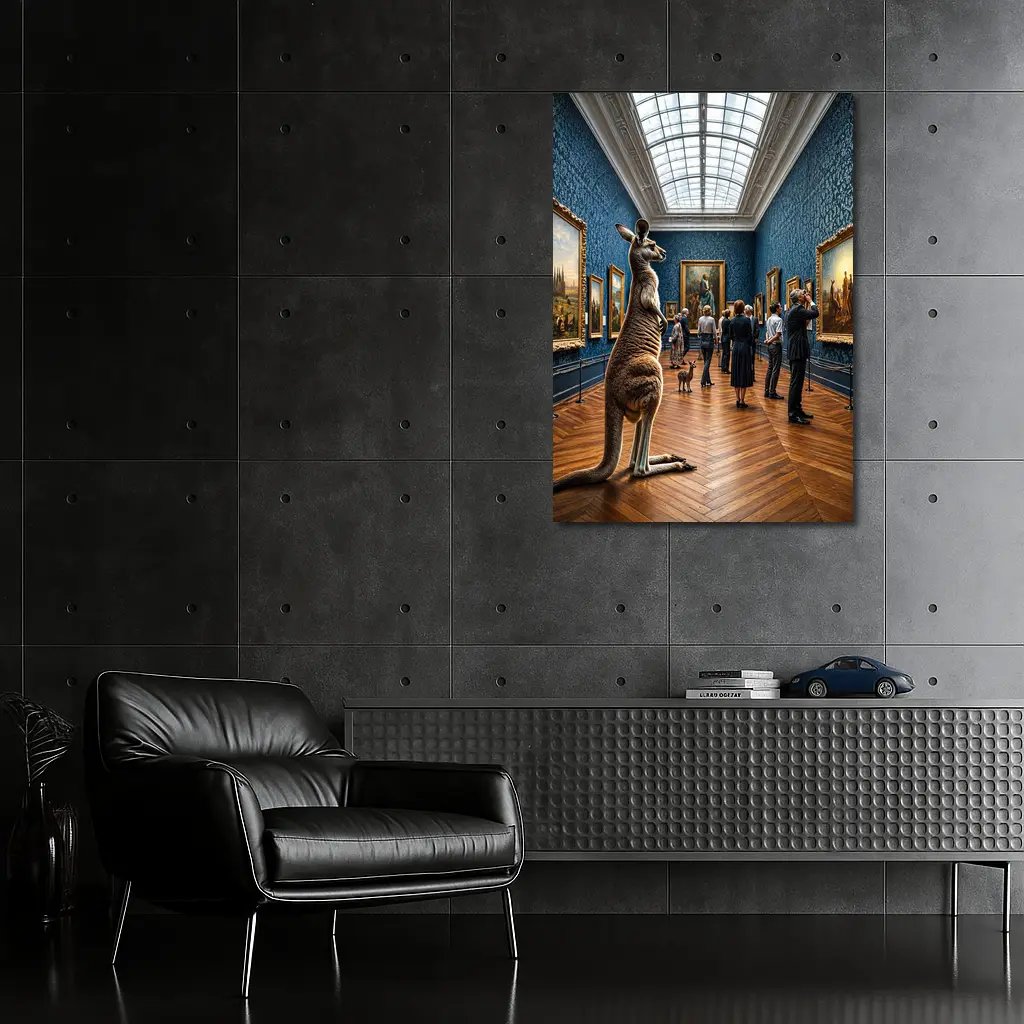 Kangaroo Standing Inside Classic Art Museum – Wall Art