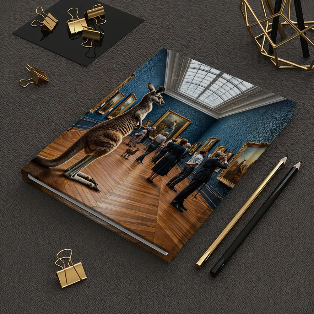 Kangaroo Standing Inside Classic Art Museum – Notebooks