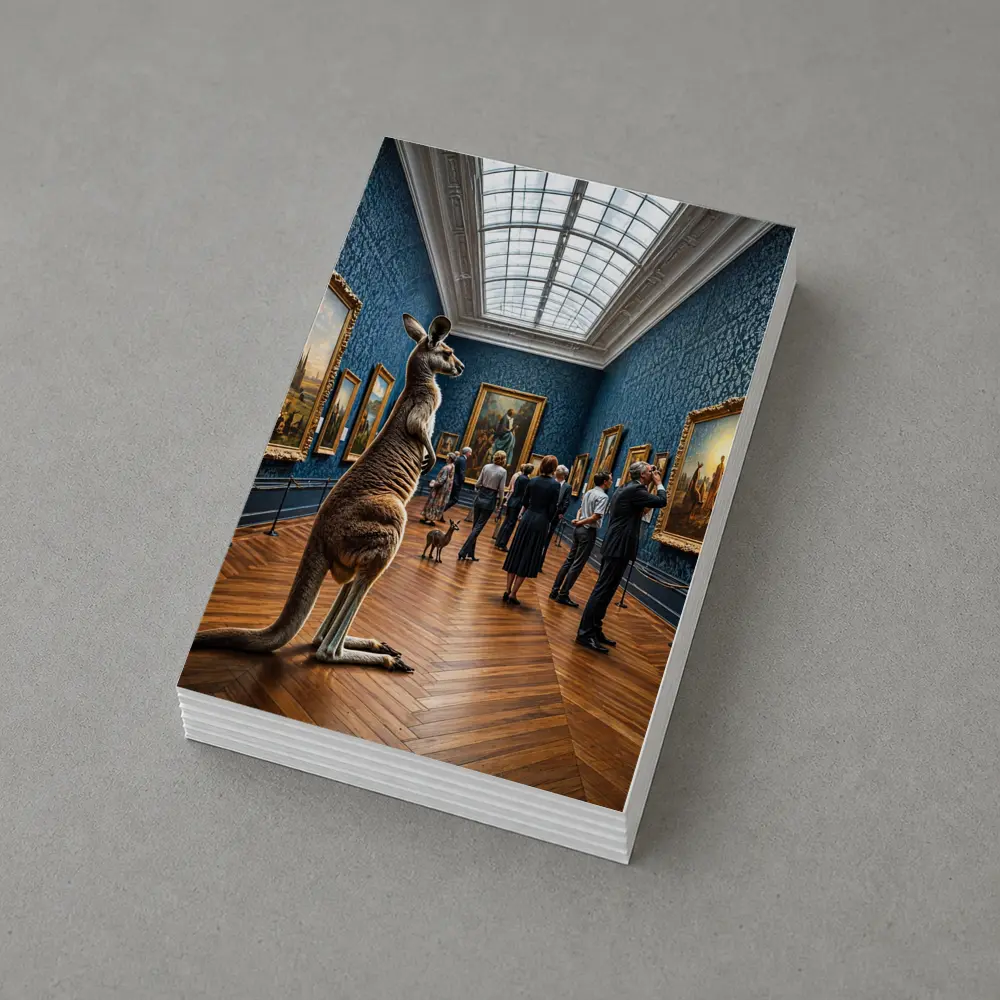 Kangaroo Standing Inside Classic Art Museum – Postcards