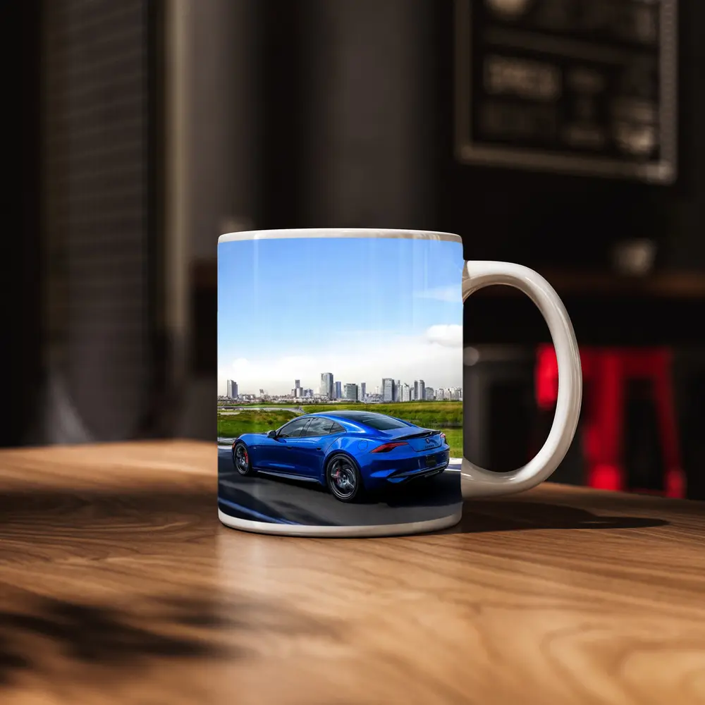 Karma GS-6 Blue Sports Car City Skyline – Mugs