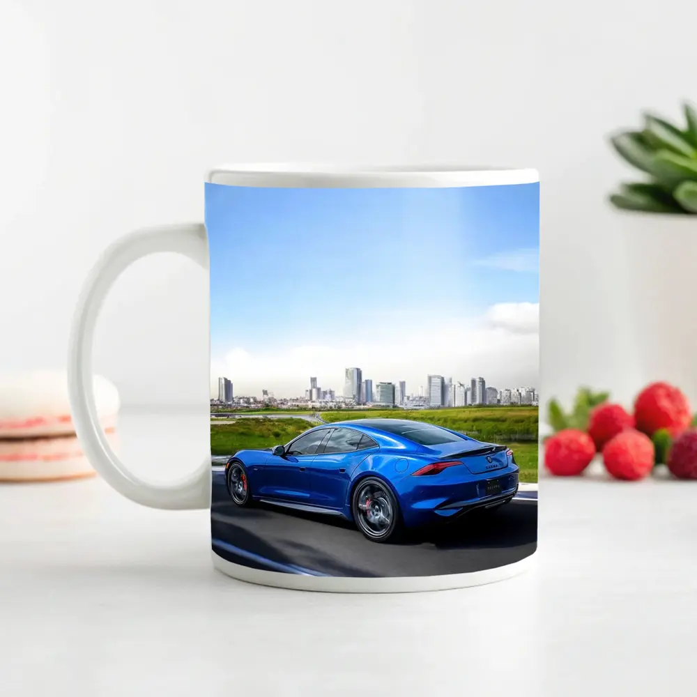 Karma GS-6 Blue Sports Car City Skyline – Mugs