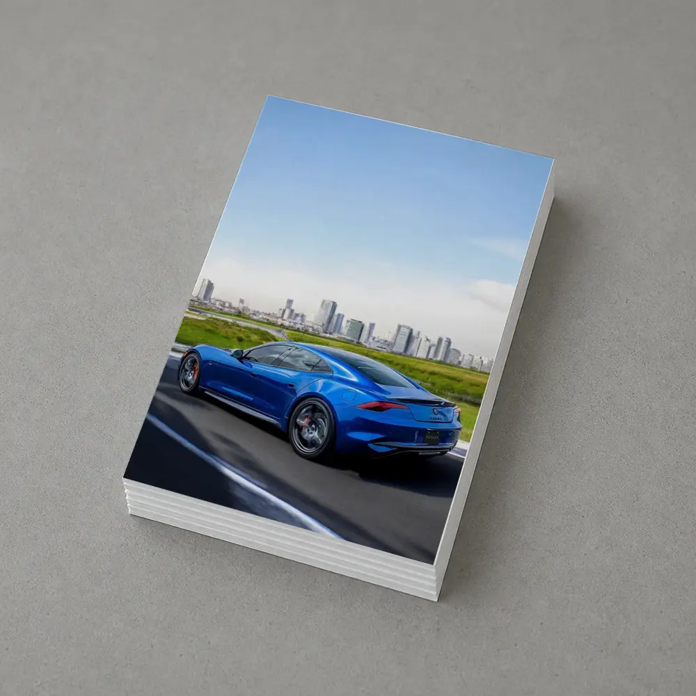 Karma GS-6 Blue Sports Car City Skyline – Postcards