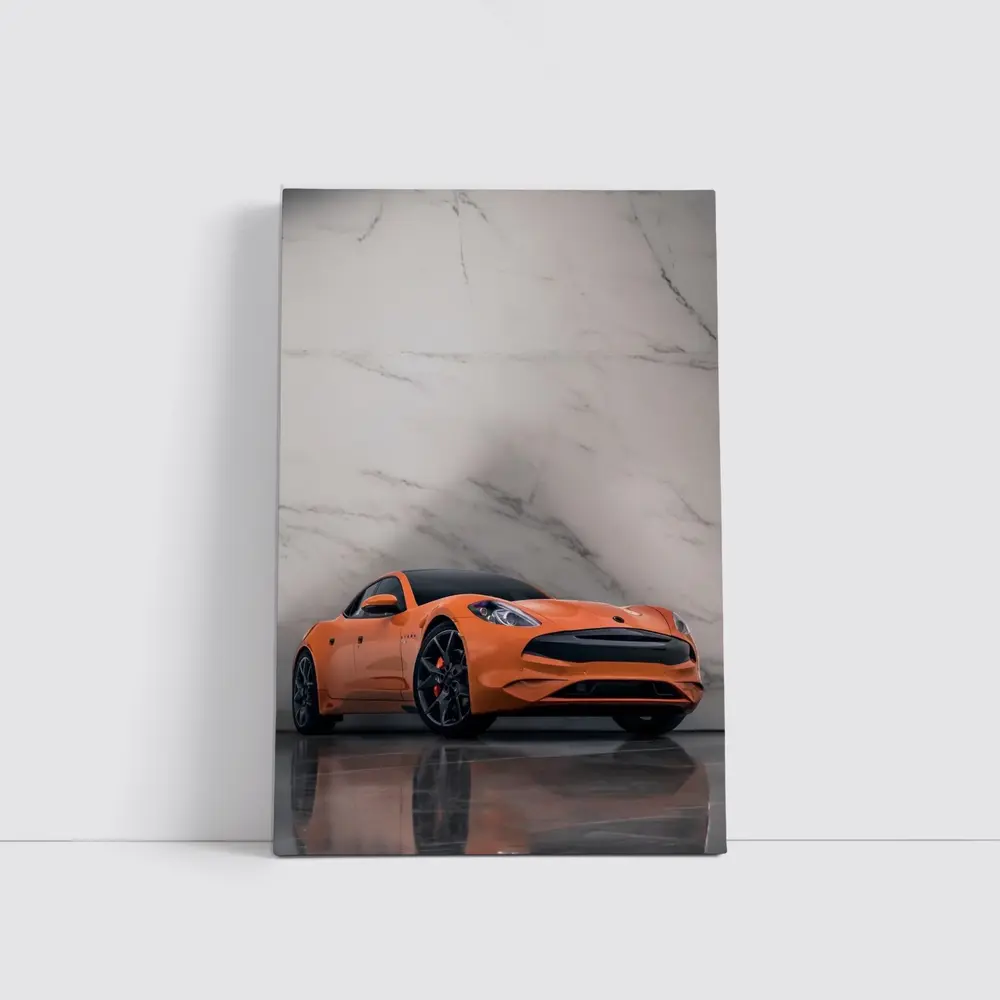 Karma GS6 Orange Sports Car Marble Background – Wall Art