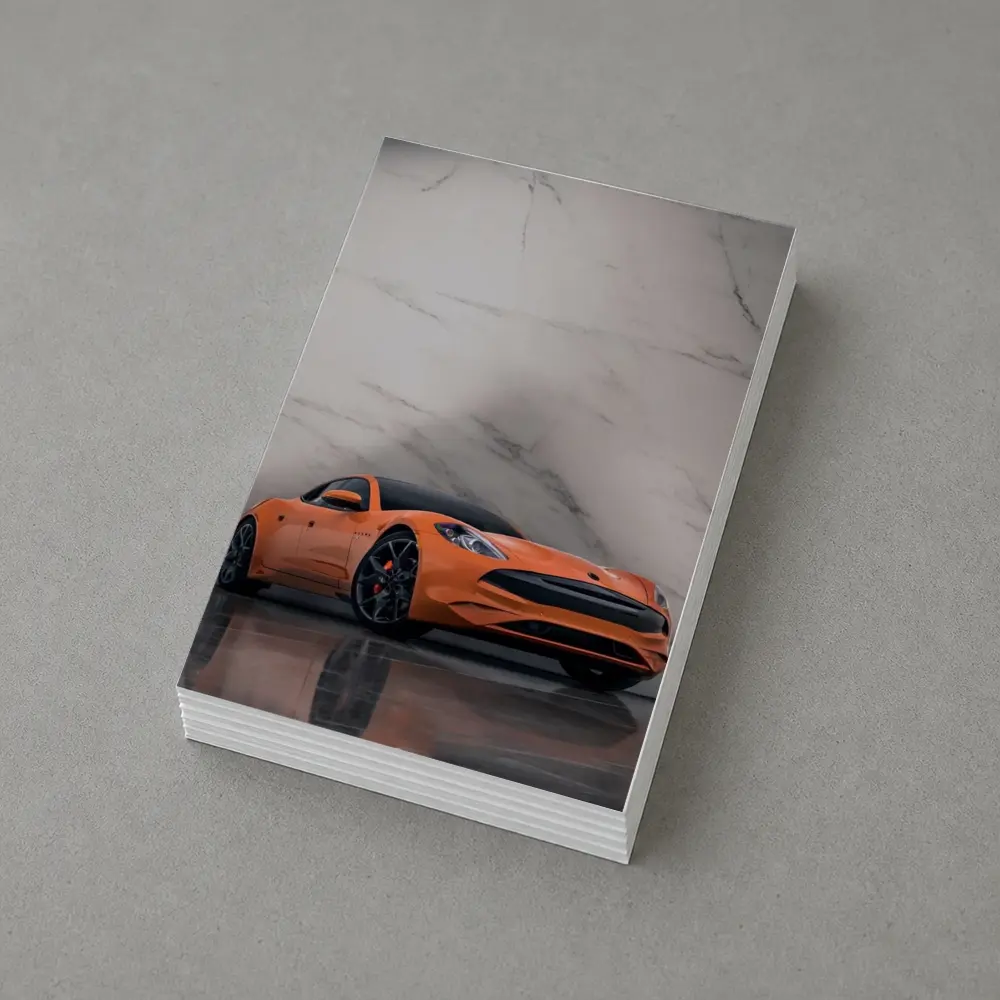 Karma GS6 Orange Sports Car Marble Background – Postcards