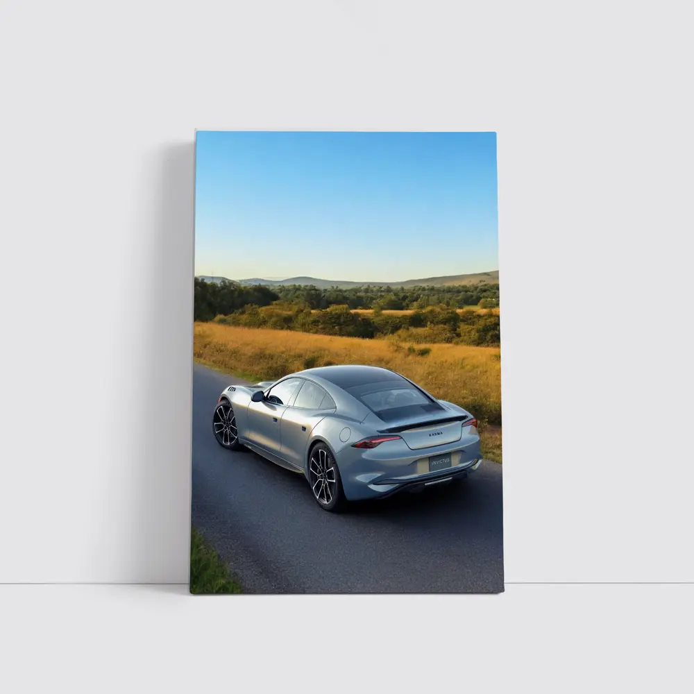 Karma Invictus Silver Car Country Road – Wall Art
