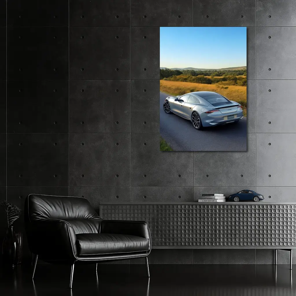 Karma Invictus Silver Car Country Road – Wall Art