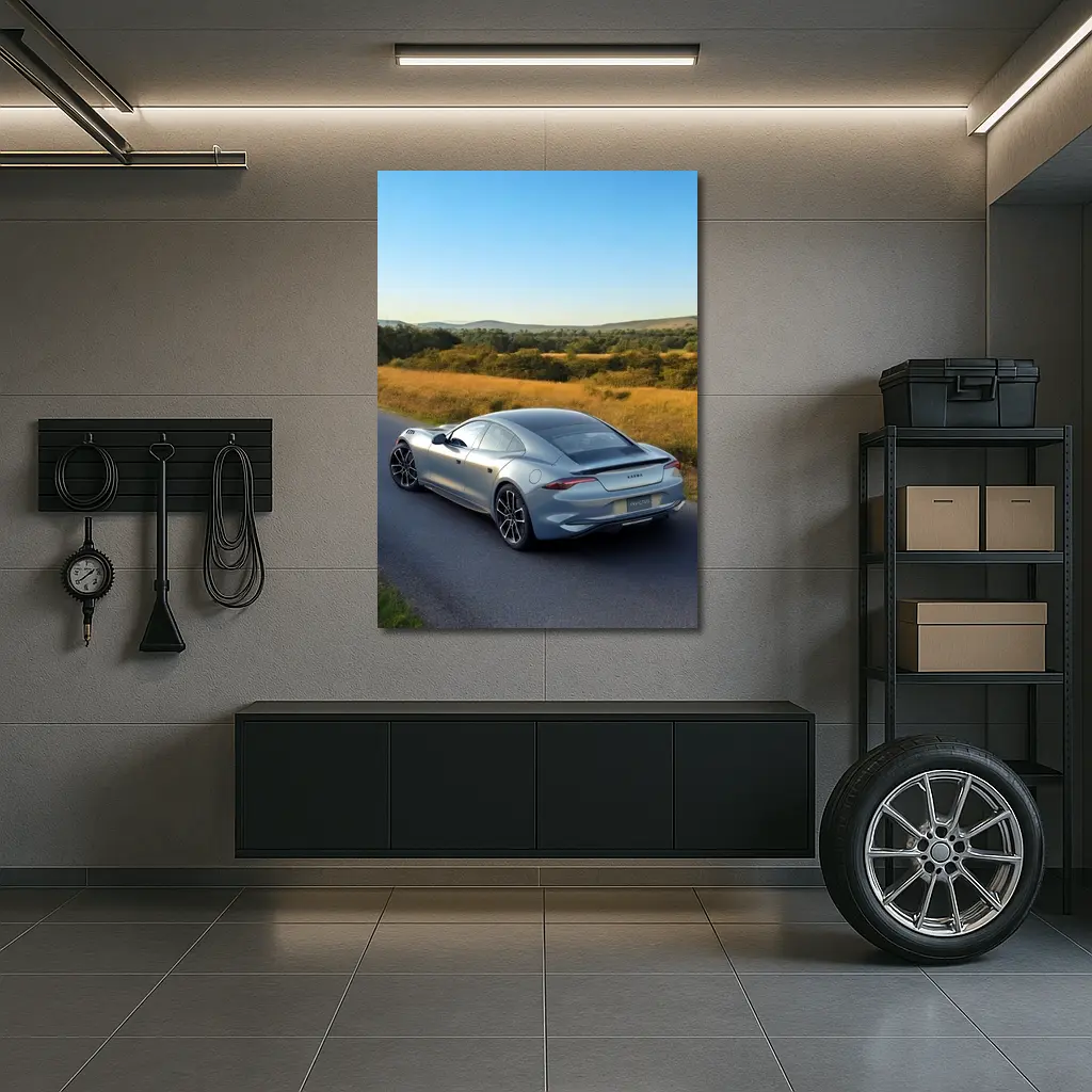 Karma Invictus Silver Car Country Road – Wall Art