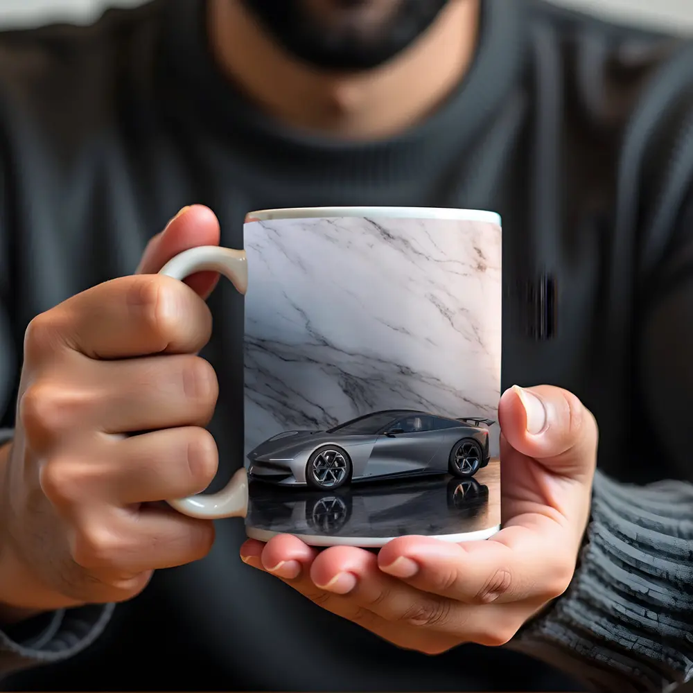 Karma Kaveya Supercar Against Marble Background – Mugs