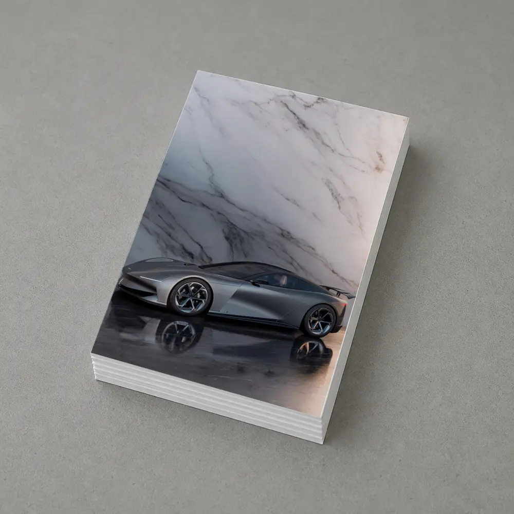 Karma Kaveya Supercar Against Marble Background – Postcards