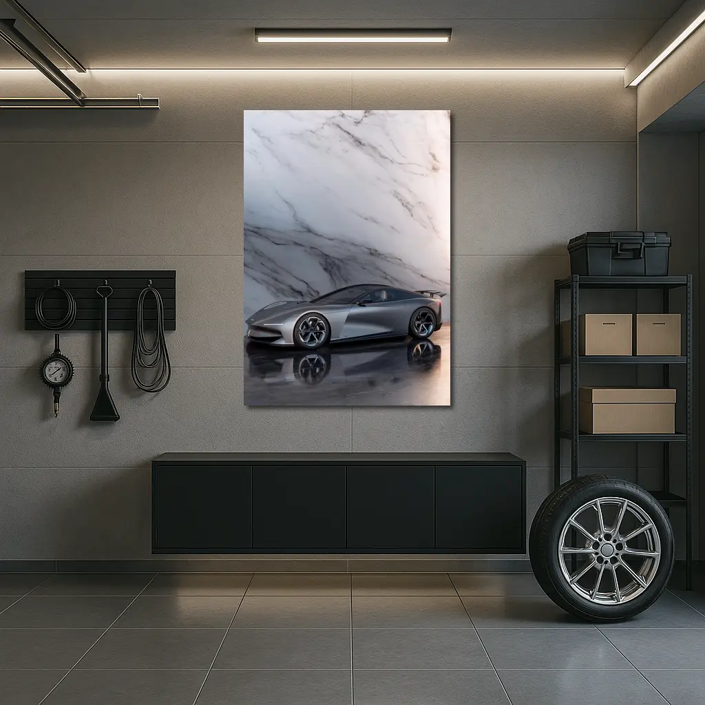 Karma Kaveya Supercar Against Marble Background – Wall Art