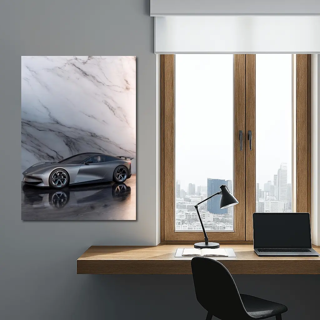 Karma Kaveya Supercar Against Marble Background – Wall Art