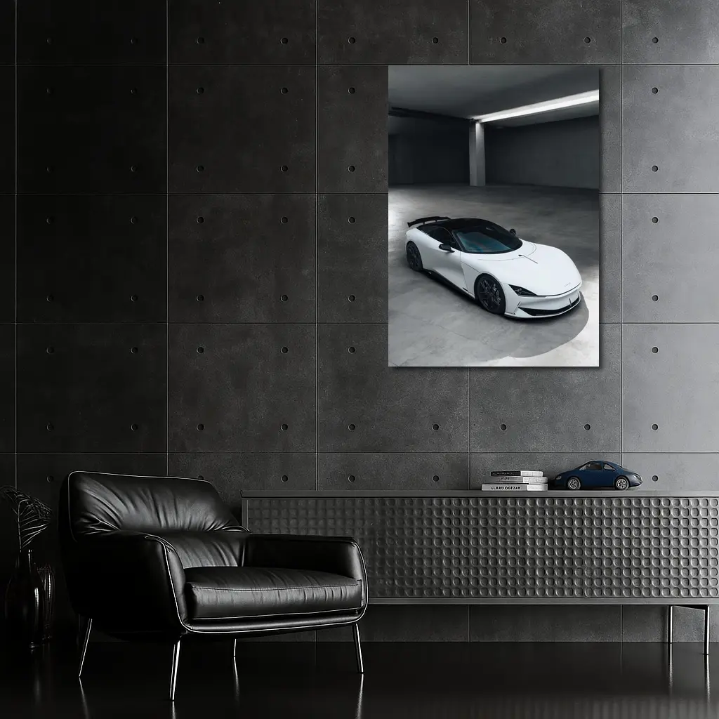 Karma Kaveya White Supercar Concrete Garage – Wall Art