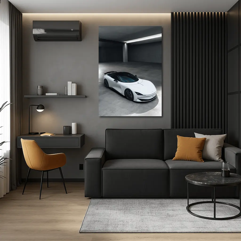 Karma Kaveya White Supercar Concrete Garage – Wall Art