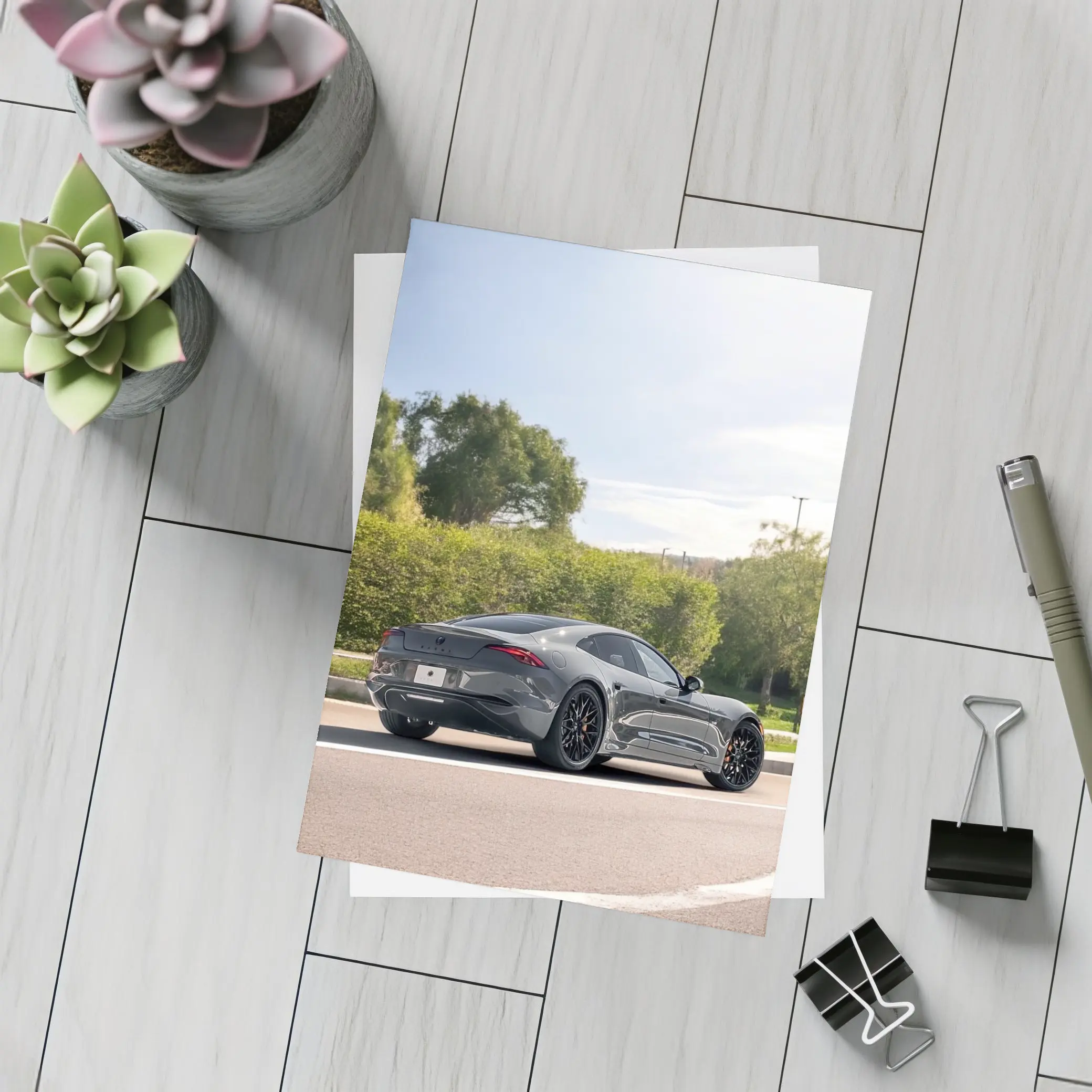 Karma Kaveya Gray Sports Car Street Drive – Postcards