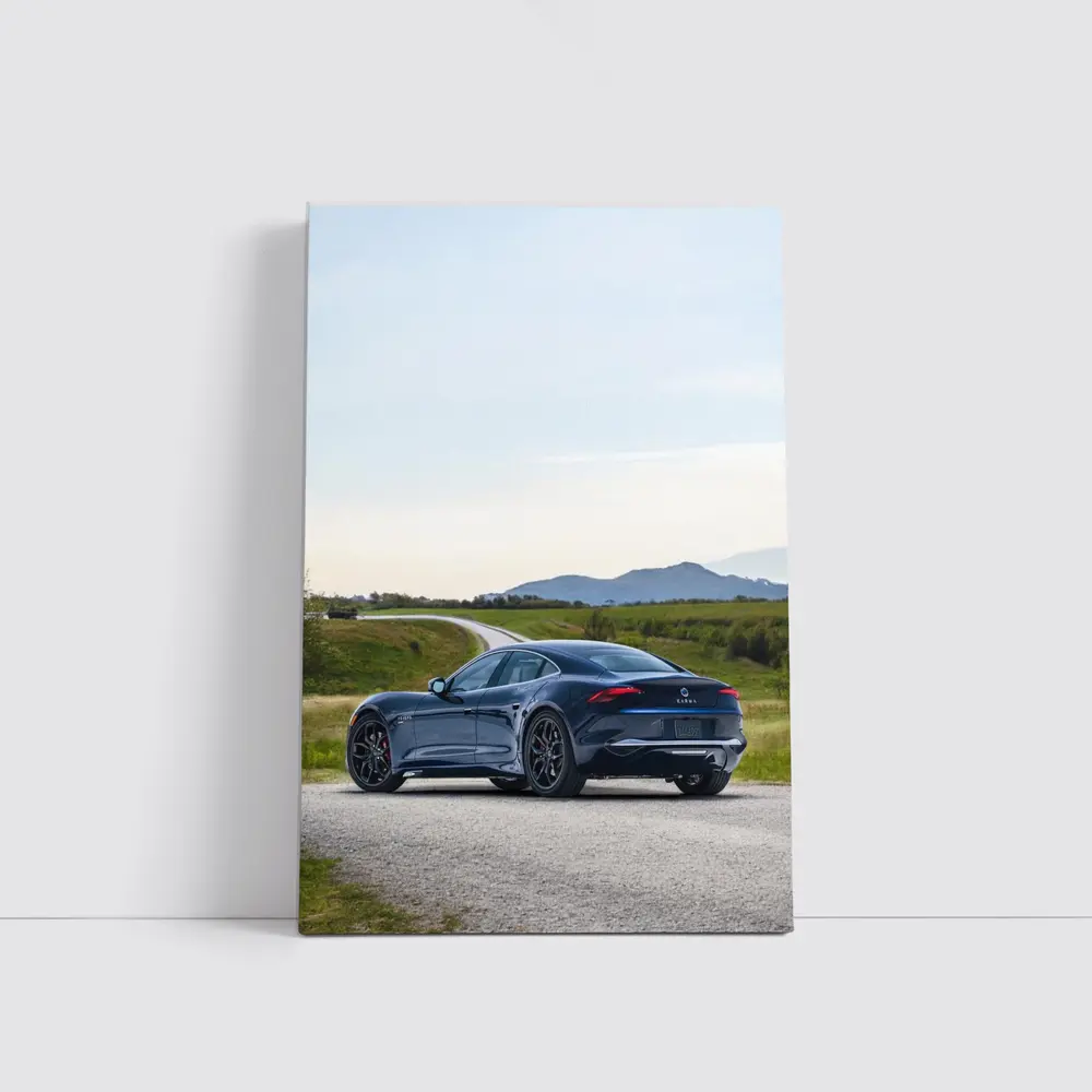 Karma Kaveya Blue Electric Car Rural Road – Wall Art