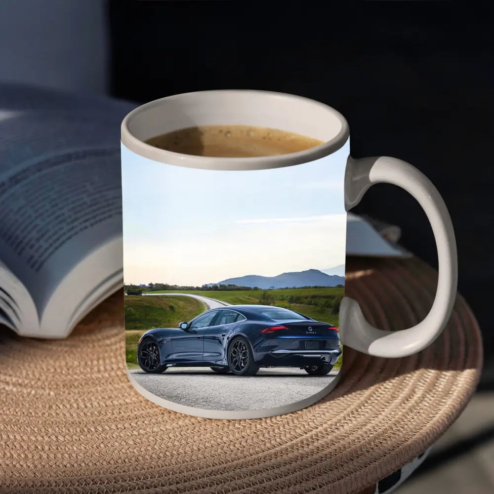 Karma Kaveya Blue Electric Car Rural Road – Mugs
