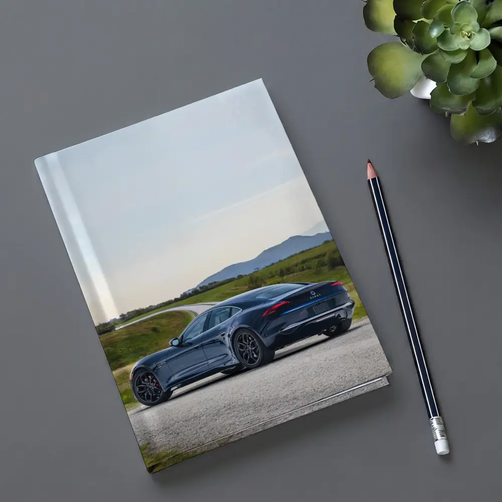 Karma Kaveya Blue Electric Car Rural Road – Notebooks