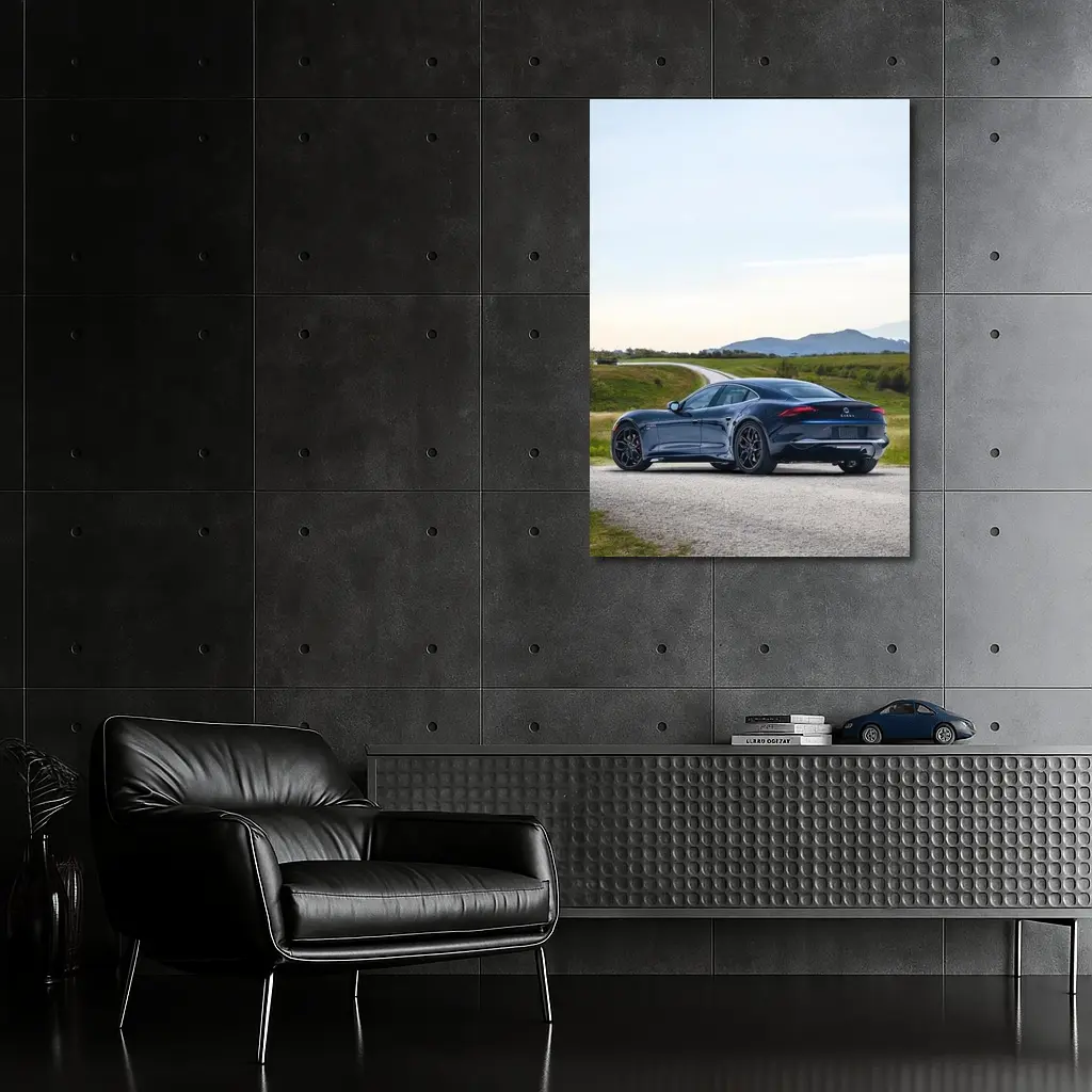 Karma Kaveya Blue Electric Car Rural Road – Wall Art