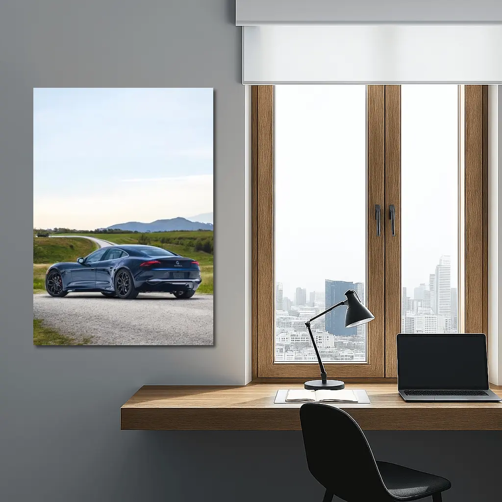 Karma Kaveya Blue Electric Car Rural Road – Wall Art